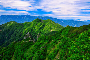 Obraz premium 八ヶ岳連峰の権現岳と南アルプス