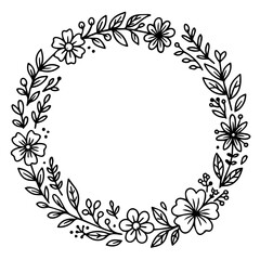 Flower frame with a doodle style. Luxury Flower Frames for Wedding Invitation Arts, Date Save Card Design Templates. Illustration of floral frame Vector.