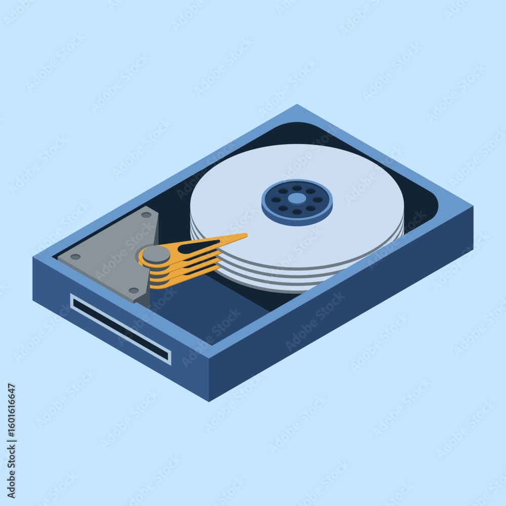 Aufkleber isometric hard disk. hdd hard disk drive file hardware. storage device. isometric technology