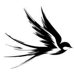 Silhouette of a swift bird flying fast