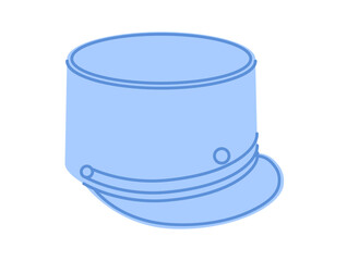 Kepi Hat. Head Fashion accessory cap with flap clothing technical illustration. Vector headgear for Men, women, unisex style, flat template CAD mockup sketch outline isolated