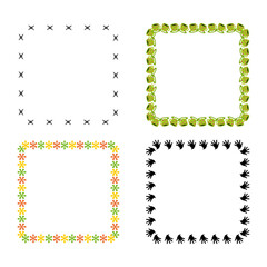 Playful square frames. Kids theme borders. Colorful cartoon shapes. Decorative vector symbols.