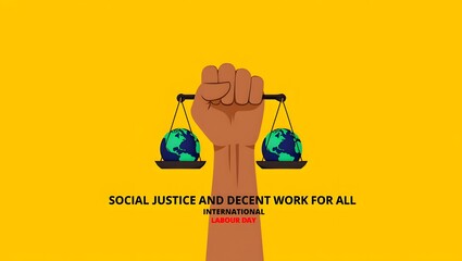 International labour day may first social justice and decent work for all concept