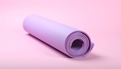Rolled Purple Mat on Pink Background Still Life
