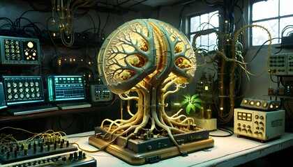 Futuristic Botanical Brain Laboratory.