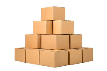 Obraz premium A stack of brown cardboard shipping boxes on a white background