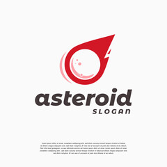 Asteroid logo designs, Meteor logo vector icon illustration, A falling burning object © Lucky Luck
