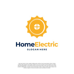 Home Electric logo designs, Solar energy logo designs concept vector