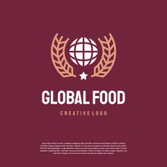 Luxury Vintage Global Food Logo  Designs Template Vector, Emblem, Design Concept, symbol icon