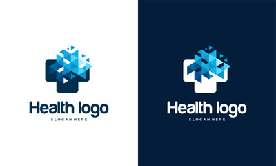 Pixel Health logo designs template, Medical logo in modern style vector, Technology logo template