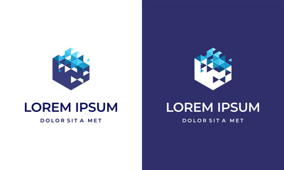 Hexagon Tech logo designs template, Technology logo. Geometric logo symbol vector