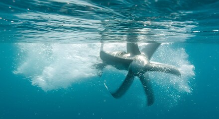 Underwater Boat Propeller Generating Water Turbulence – Marine Technology, Ocean Exploration, Boat Propulsion
