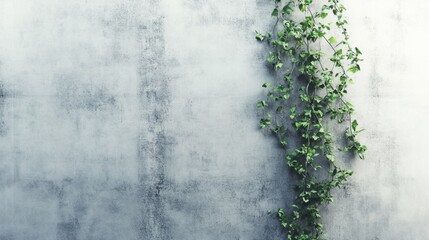 Concrete wall with ivy vines background texture for interior design