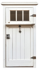 Vintage White Door with Window Panels and Rustic Metal Hinges