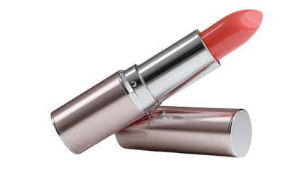 Lipstick with cap open, beauty cosmetic icon in cartoon 3D - isolated on transparent background 