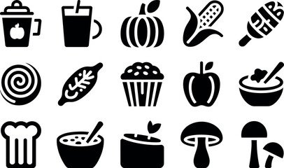 Autumn Harvest: Vector Icons of Food and Drink