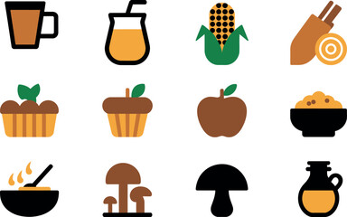 Autumn Harvest: Vector Food & Drink Icons Set