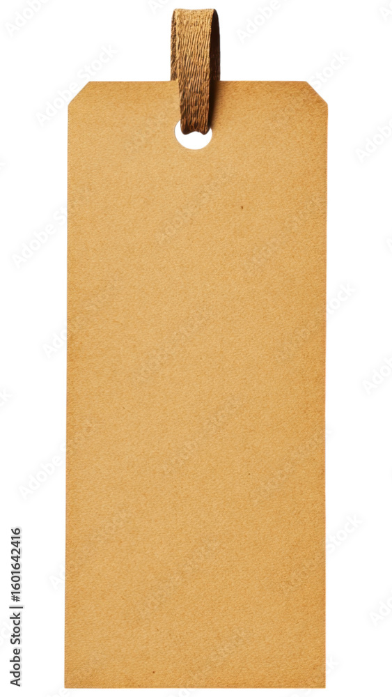 Poster blank brown tag with string loop for labeling and marking items