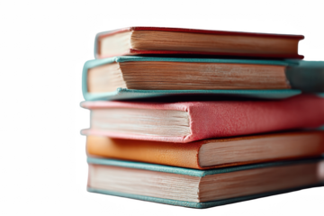 Stack of Colorful Vintage Books Pile Design for Educational Resources and Creative Projects on transparent background