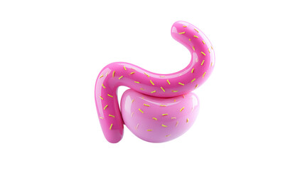 3D stomach icon in cartoon medical illustration style, digestion and health concept, isolated on transparent background 