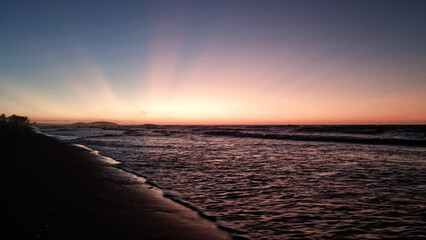 Stunning sunset scene at Jericoacoara beach, Ceara, Brazil