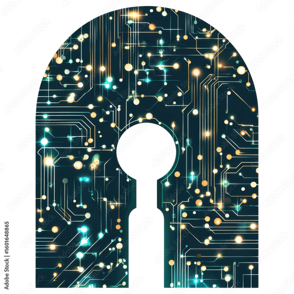 Poster abstract digital lock concept with circuit board pattern design