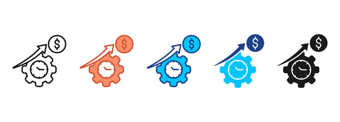 Cost Efficiency Icon Set Multiple Style Collection