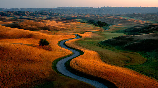 Rolling Hills Country Road - Powered by Adobe