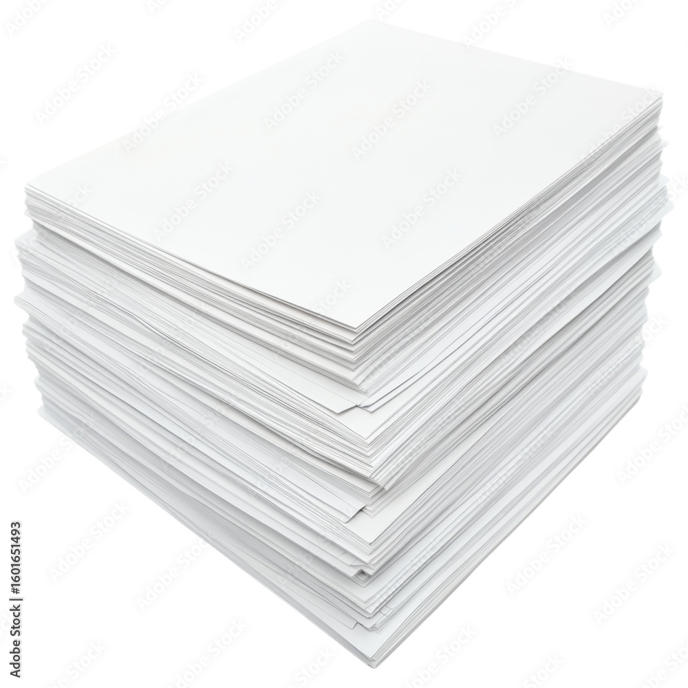 Poster stack of blank sheets on white background ready for various uses