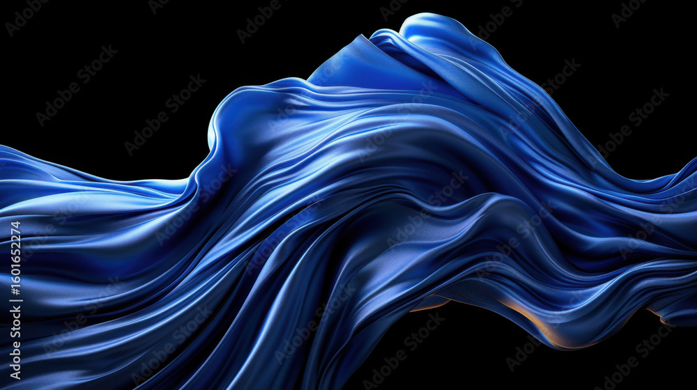Poster dark blue flowing wave background with glossy depth creates sense of elegance and movement, perfect 