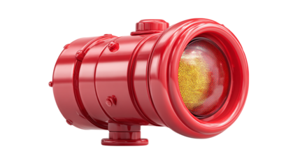 3D red alert siren icon in cartoon emergency style, flashing light symbol, isolated on transparent background 