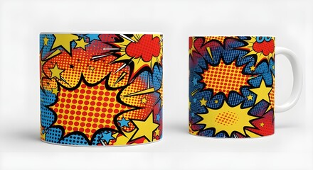 Pop Art Pattern with Halftone Dots and Comic Bursts	