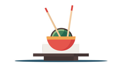 Chopsticks resting on a porcelain holder with a minimalist design, showcasing an elegant Asian theme and harmonious color palette for culinary presentation