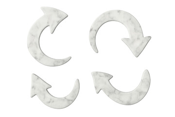 Marble circular arrows rotating against transparent backdrop, symbolizing refresh, reload, and cyclic movement with dynamic directional design