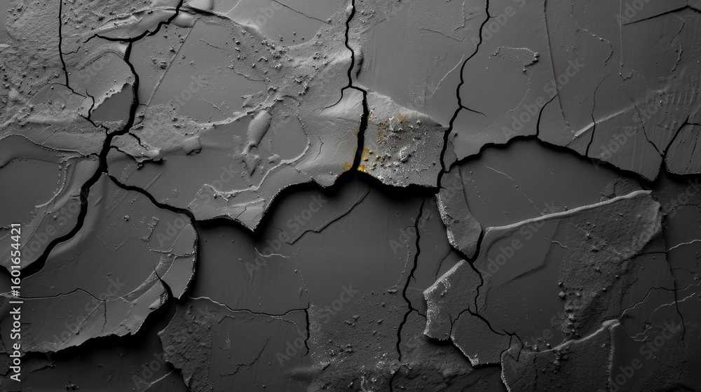 Poster deep grey wall texture background with cracks and rough surface creates dramatic and moody atmospher