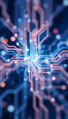 Blurry blue circuit wallpaper, watercolor. White tone