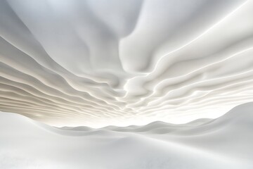 Obraz premium Abstract white landscape with wavy patterns, smooth surfaces, and bright light rendering