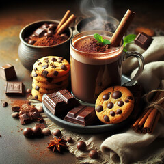 Coffee drink chocolate hot beverage snack biscuits cookies food dessert snack