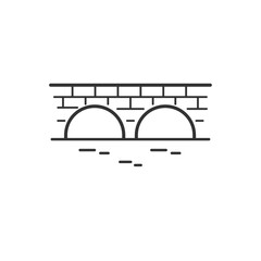 石橋 (眼鏡橋) ベクターアイコン (線画、モノクロ)