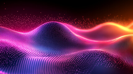 Abstract digital wave form with glowing particles
