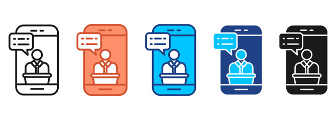 Online Counseling Icon Set Multiple Style Collection