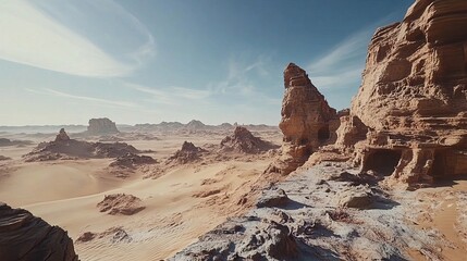 Desert landscape with sandstone peaks