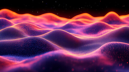 Abstract digital landscape of vibrant, undulating hills