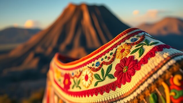Embroidered huipil collar with floral patterns, highlighting Guatemalan textile artistry.