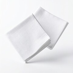 Floating White Dishcloth Mockup With Cotton Texture And Folds Isolated On White Background