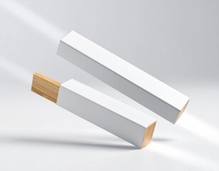 Floating White Oud Stick Packaging Mockup Against Light Trail on Clean Background