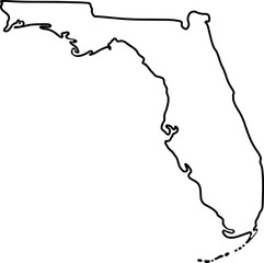 Outline map of the state of Florida in the USA