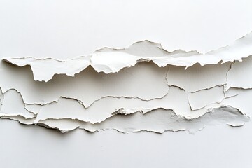 Obraz premium Peeling paint on a white wall creating a textured surface for backgrounds and design elements