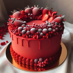 Cake with strawberries red color dessert food concept