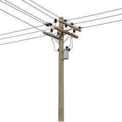 Power pole Wood support wires overhead